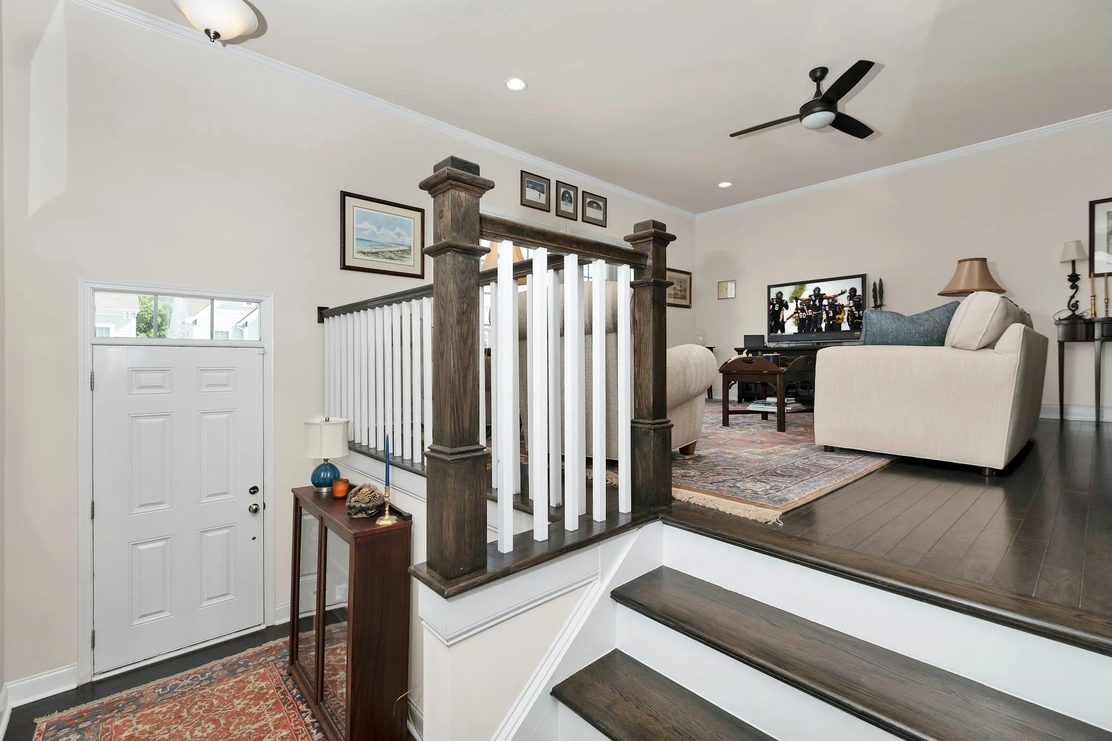 A welcoming home entry and staircase