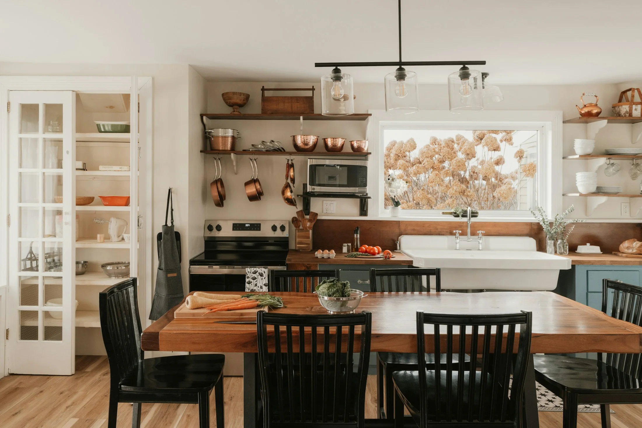 A kitchen and dining table in a welcoming home