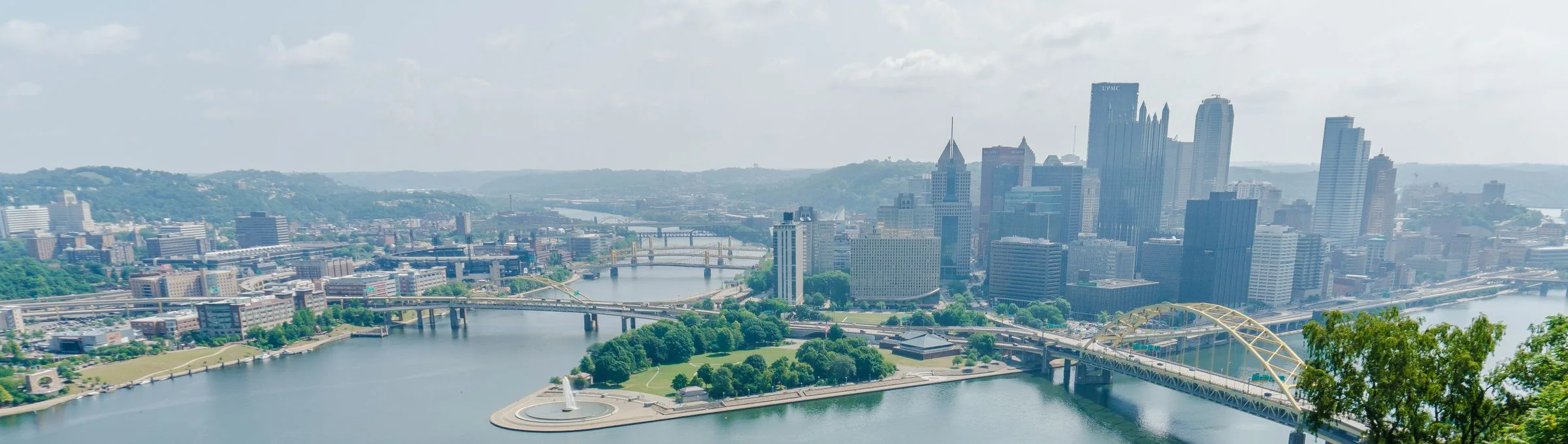 Point State Park and the Pittsburgh skyline viewed across the three rivers